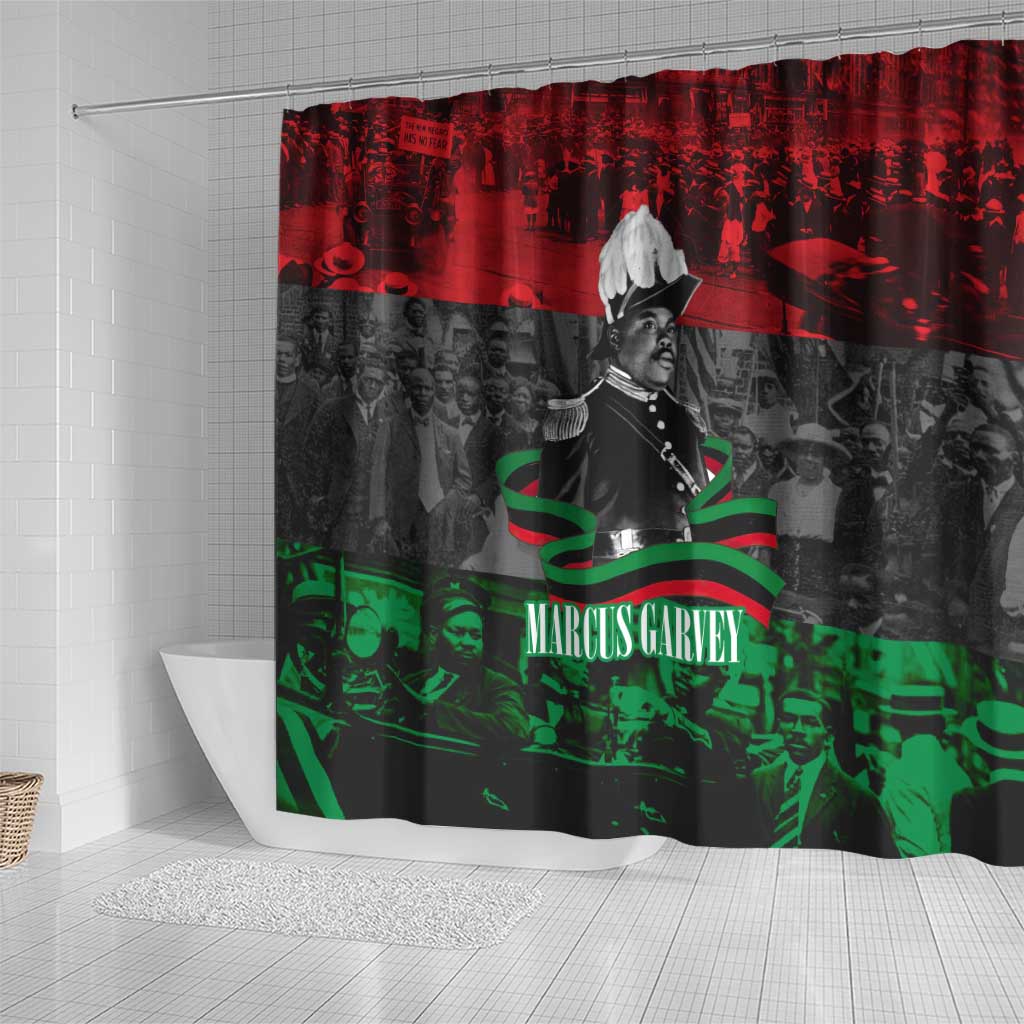 Marcus Garvey Shower Curtain Collage Design Progress Is the Attraction Quote Pan African Movement Tribute - Wonder Print Shop