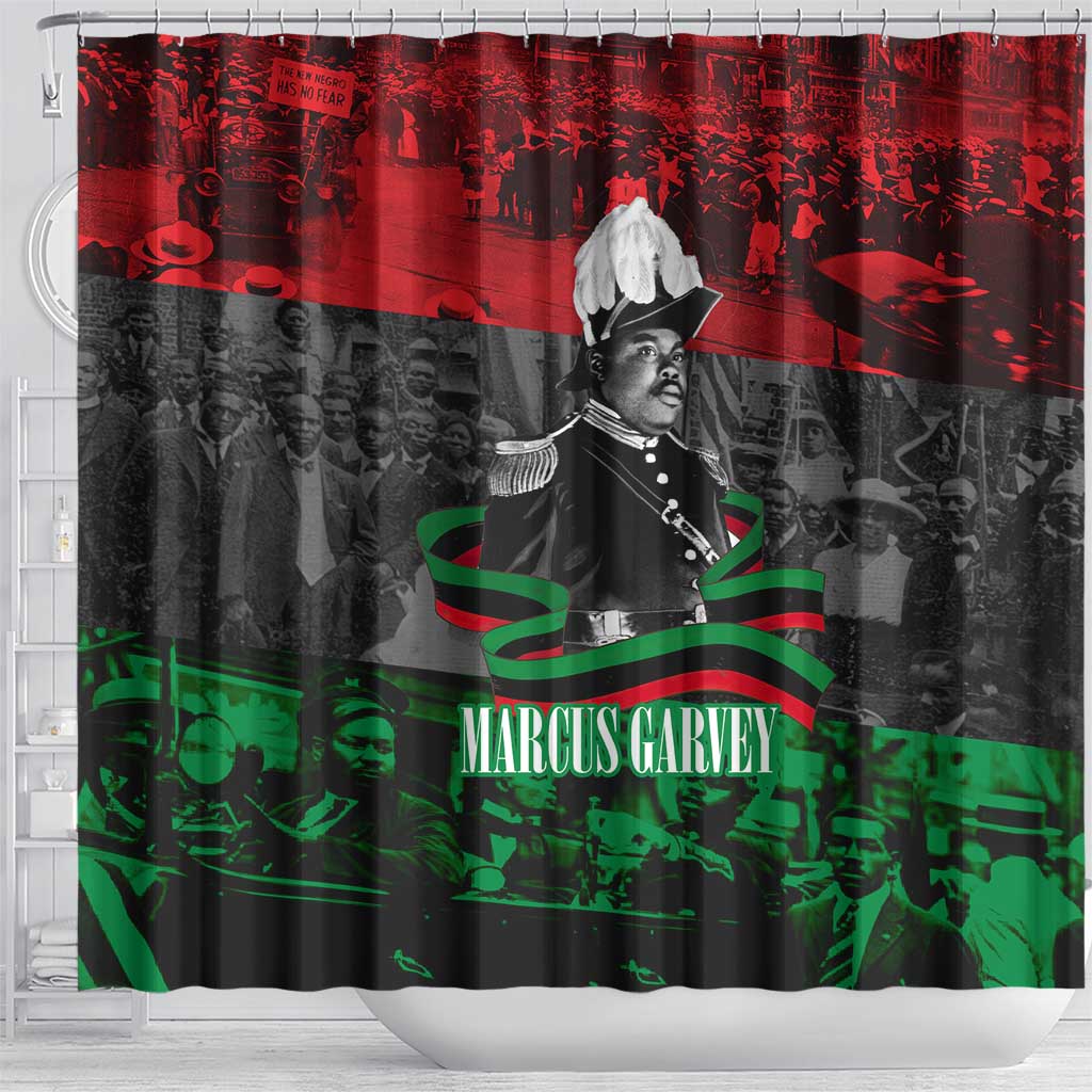Marcus Garvey Shower Curtain Collage Design Progress Is the Attraction Quote Pan African Movement Tribute - Wonder Print Shop