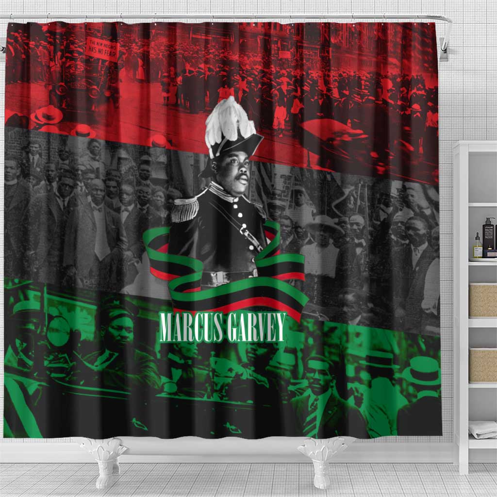 Marcus Garvey Shower Curtain Collage Design Progress Is the Attraction Quote Pan African Movement Tribute - Wonder Print Shop