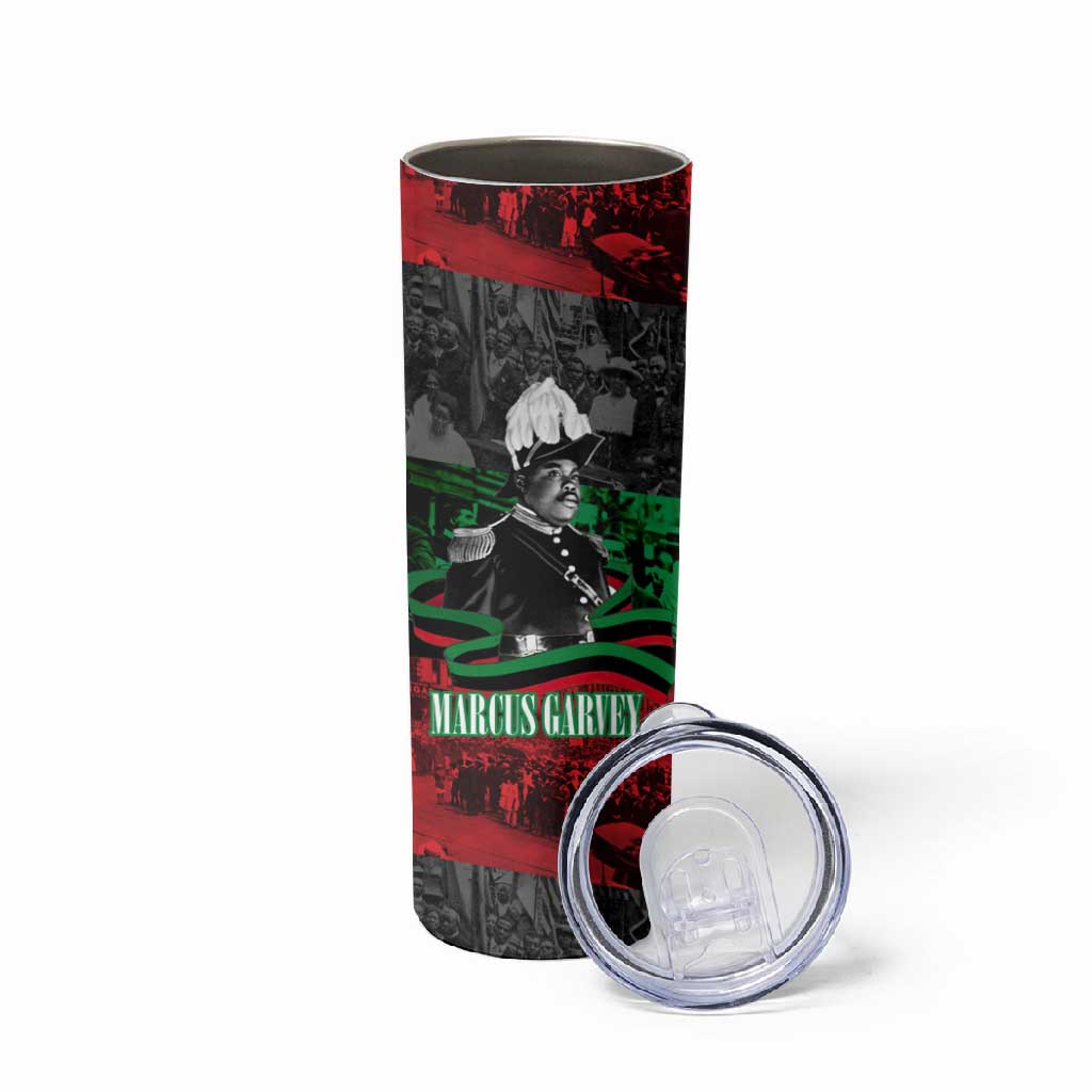 Marcus Garvey Skinny Tumbler Collage Design Progress Is the Attraction Quote Pan African Movement Tribute - Wonder Print Shop