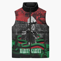 Marcus Garvey Sleeveless Puffer Jacket Collage Design Progress Is the Attraction Quote Pan African Movement Tribute - Wonder Print Shop