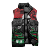 Marcus Garvey Sleeveless Puffer Jacket Collage Design Progress Is the Attraction Quote Pan African Movement Tribute - Wonder Print Shop