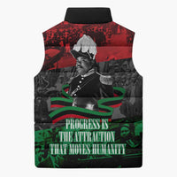 Marcus Garvey Sleeveless Puffer Jacket Collage Design Progress Is the Attraction Quote Pan African Movement Tribute - Wonder Print Shop