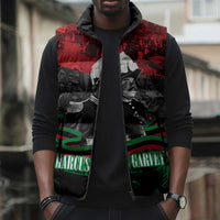 Marcus Garvey Sleeveless Puffer Jacket Collage Design Progress Is the Attraction Quote Pan African Movement Tribute - Wonder Print Shop