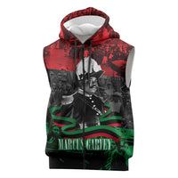 Marcus Garvey Sleeveless Zip Hoodie Collage Design Progress Is the Attraction Quote Pan African Movement Tribute - Wonder Print Shop