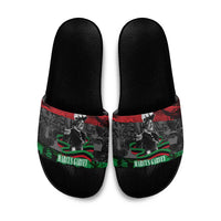Marcus Garvey Slide Sandals Collage Design Progress Is the Attraction Quote Pan African Movement Tribute - Wonder Print Shop