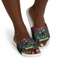 Marcus Garvey Slide Sandals Collage Design Progress Is the Attraction Quote Pan African Movement Tribute - Wonder Print Shop