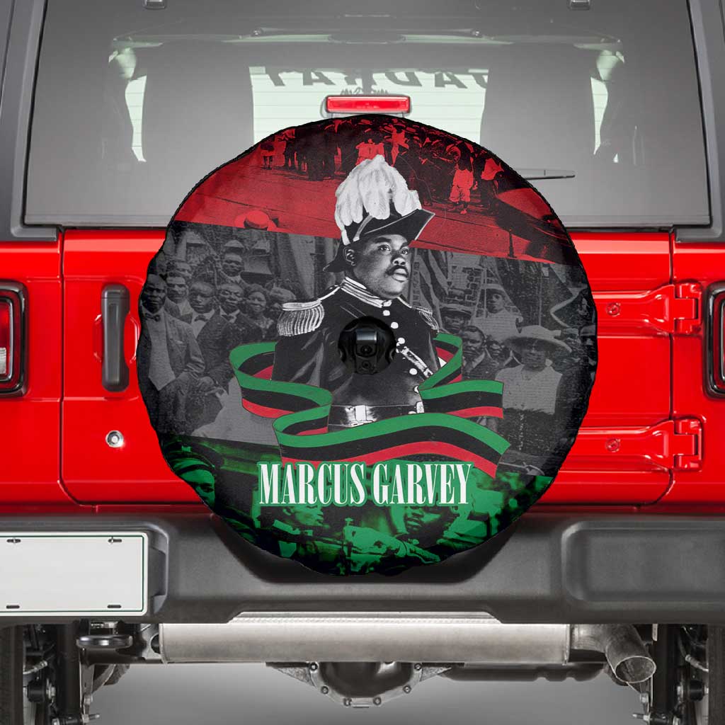 Marcus Garvey Spare Tire Cover Collage Design Progress Is the Attraction Quote Pan African Movement Tribute - Wonder Print Shop