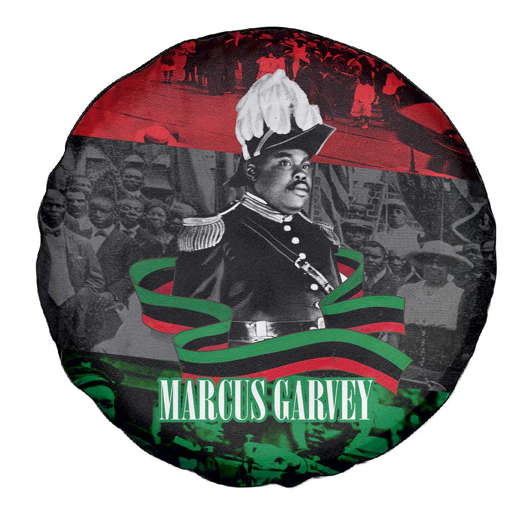 Marcus Garvey Spare Tire Cover Collage Design Progress Is the Attraction Quote Pan African Movement Tribute - Wonder Print Shop