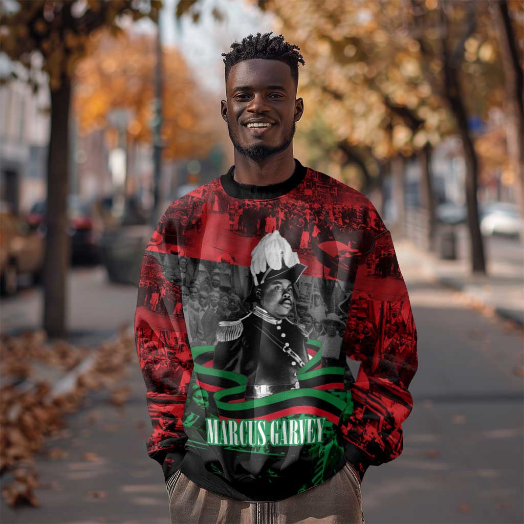 Marcus Garvey Sweatshirt Collage Design Progress Is the Attraction Quote Pan African Movement Tribute - Wonder Print Shop