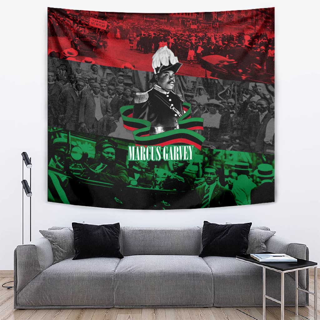 Marcus Garvey Tapestry Collage Design Progress Is the Attraction Quote Pan African Movement Tribute - Wonder Print Shop