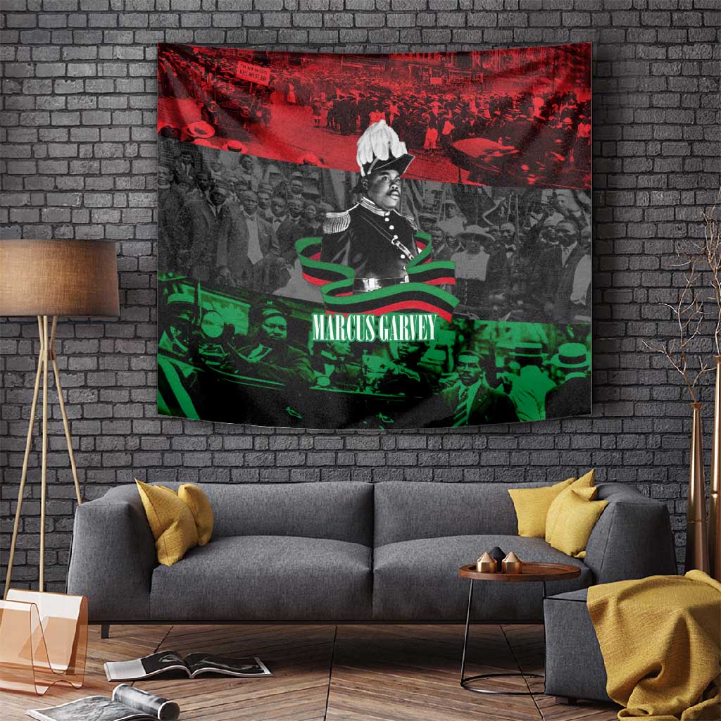 Marcus Garvey Tapestry Collage Design Progress Is the Attraction Quote Pan African Movement Tribute - Wonder Print Shop