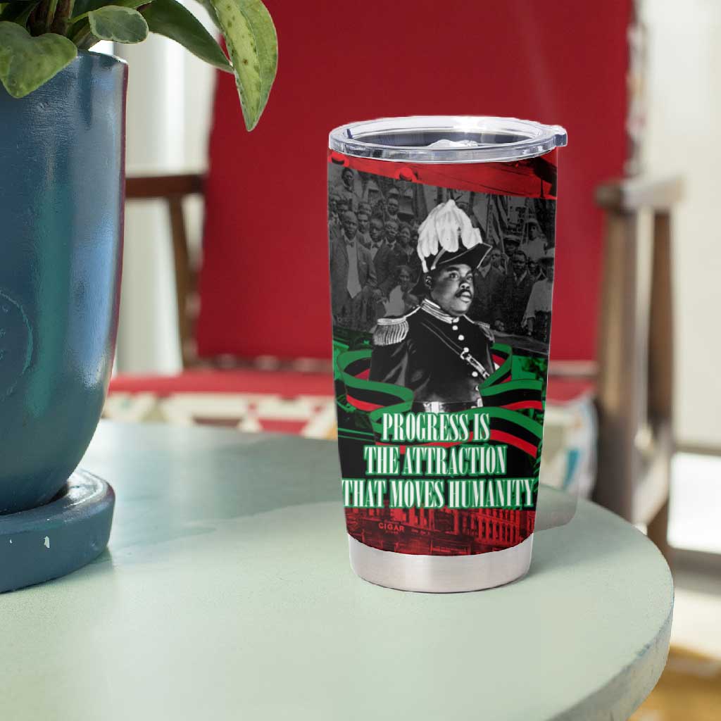 Marcus Garvey Tumbler Cup Collage Design Progress Is the Attraction Quote Pan African Movement Tribute - Wonder Print Shop