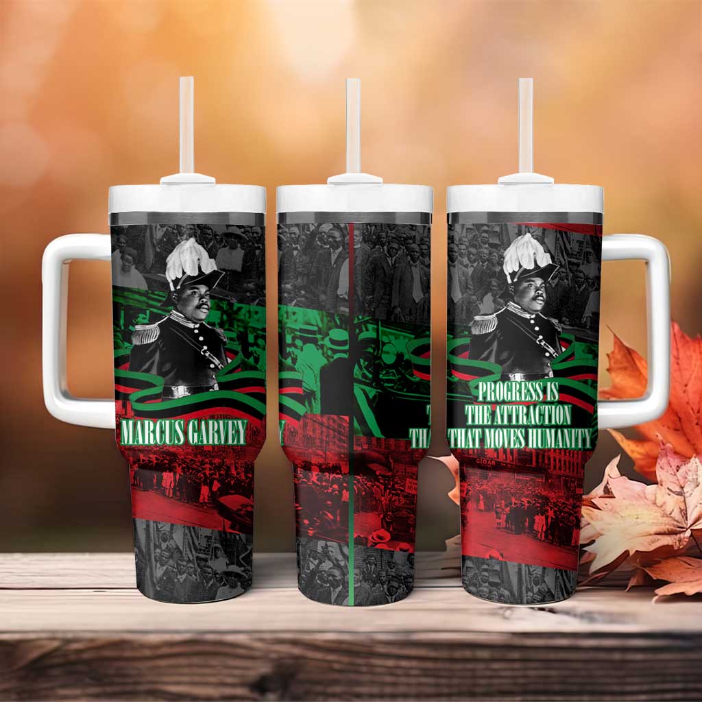 Marcus Garvey Tumbler With Handle Collage Design Progress Is the Attraction Quote Pan African Movement Tribute - Wonder Print Shop