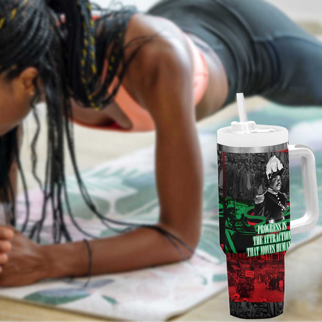 Marcus Garvey Tumbler With Handle Collage Design Progress Is the Attraction Quote Pan African Movement Tribute - Wonder Print Shop