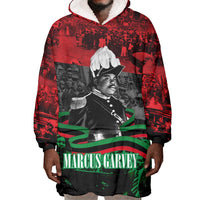 Marcus Garvey Wearable Blanket Hoodie Collage Design Progress Is the Attraction Quote Pan African Movement Tribute - Wonder Print Shop