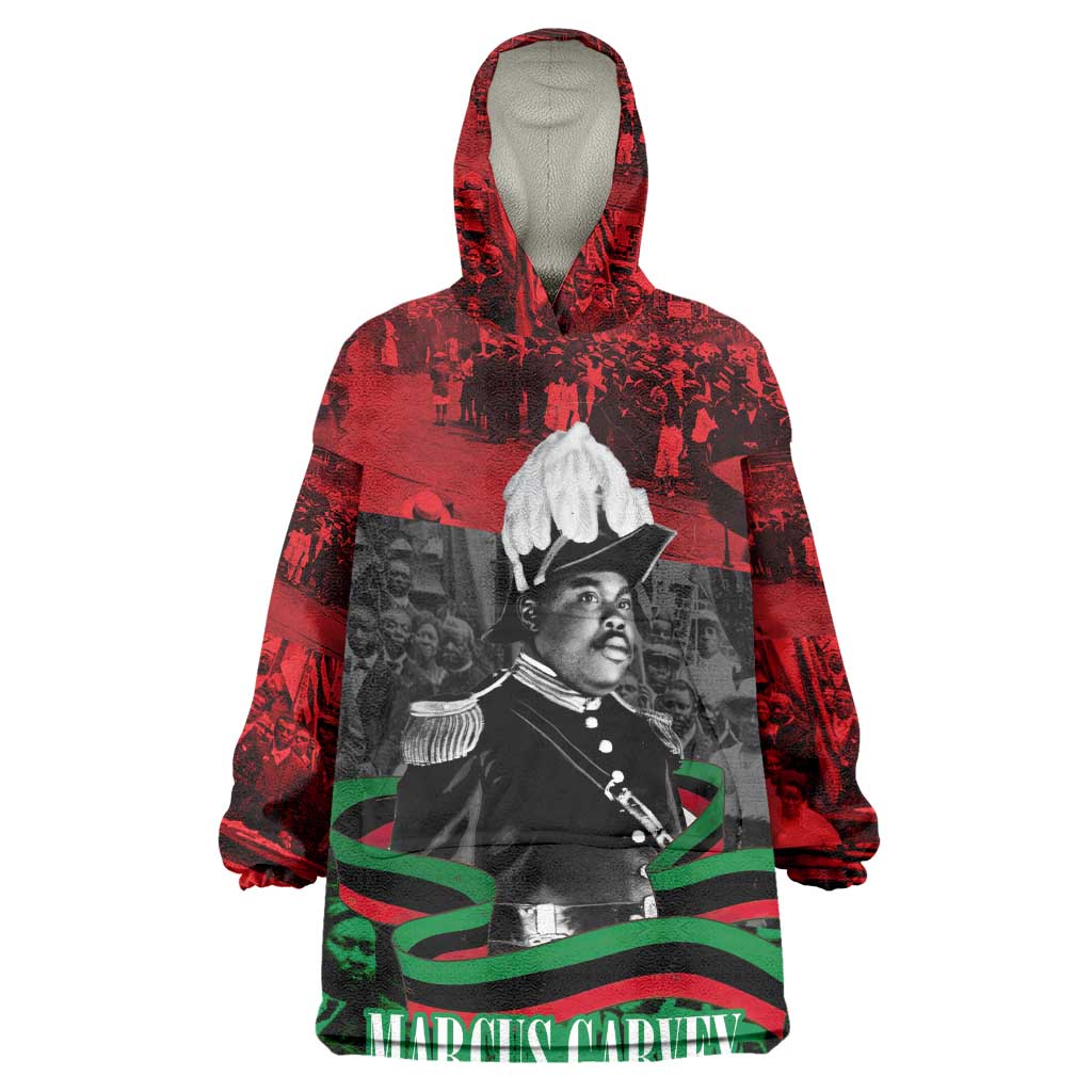 Marcus Garvey Wearable Blanket Hoodie Collage Design Progress Is the Attraction Quote Pan African Movement Tribute - Wonder Print Shop