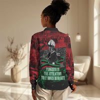 Marcus Garvey Women Casual Shirt Collage Design Progress Is the Attraction Quote Pan African Movement Tribute - Wonder Print Shop