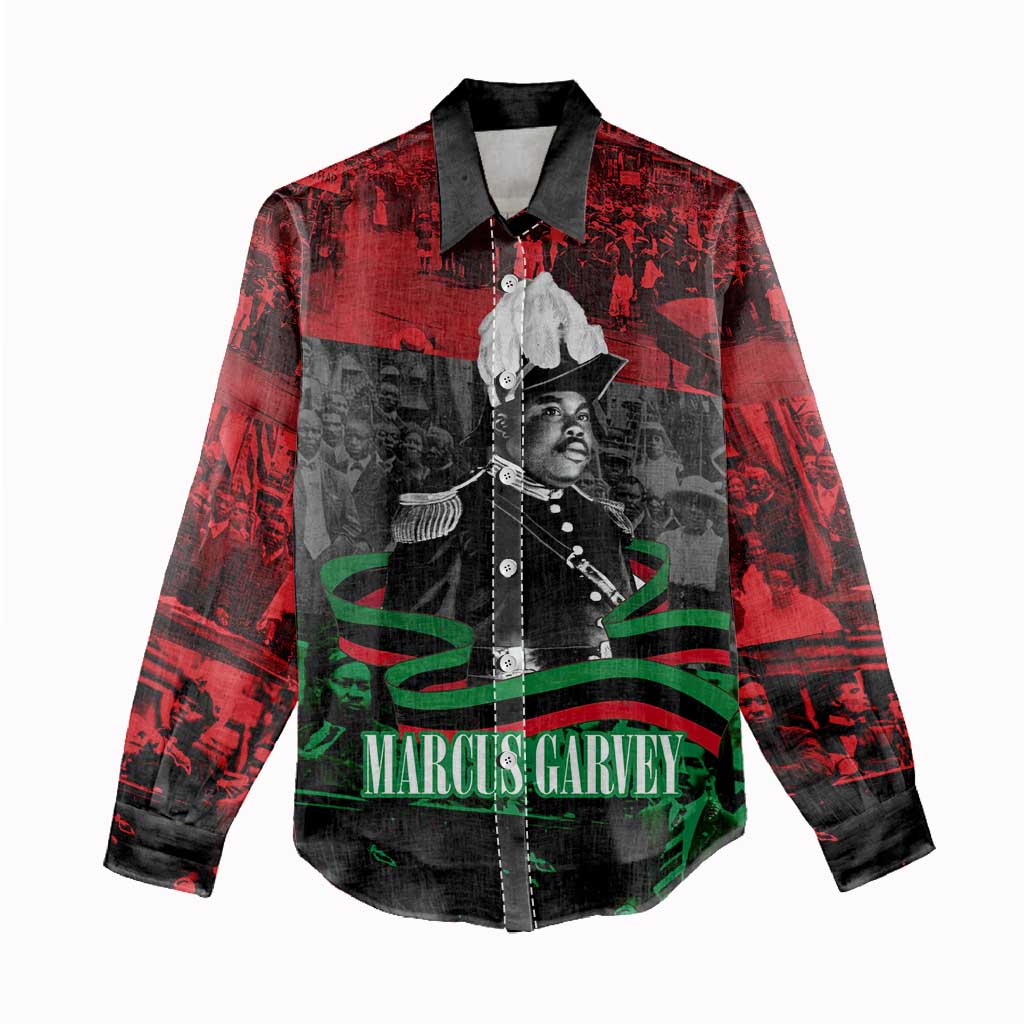 Marcus Garvey Women Casual Shirt Collage Design Progress Is the Attraction Quote Pan African Movement Tribute - Wonder Print Shop