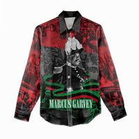 Marcus Garvey Women Casual Shirt Collage Design Progress Is the Attraction Quote Pan African Movement Tribute - Wonder Print Shop