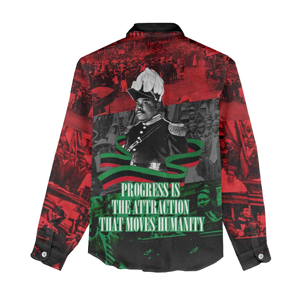 Marcus Garvey Women Casual Shirt Collage Design Progress Is the Attraction Quote Pan African Movement Tribute - Wonder Print Shop