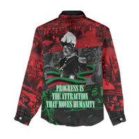 Marcus Garvey Women Casual Shirt Collage Design Progress Is the Attraction Quote Pan African Movement Tribute - Wonder Print Shop