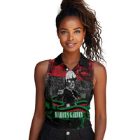 Marcus Garvey Women Sleeveless Polo Shirt Collage Design Progress Is the Attraction Quote Pan African Movement Tribute - Wonder Print Shop