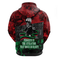 Marcus Garvey Zip Hoodie Collage Design Progress Is the Attraction Quote Pan African Movement Tribute - Wonder Print Shop