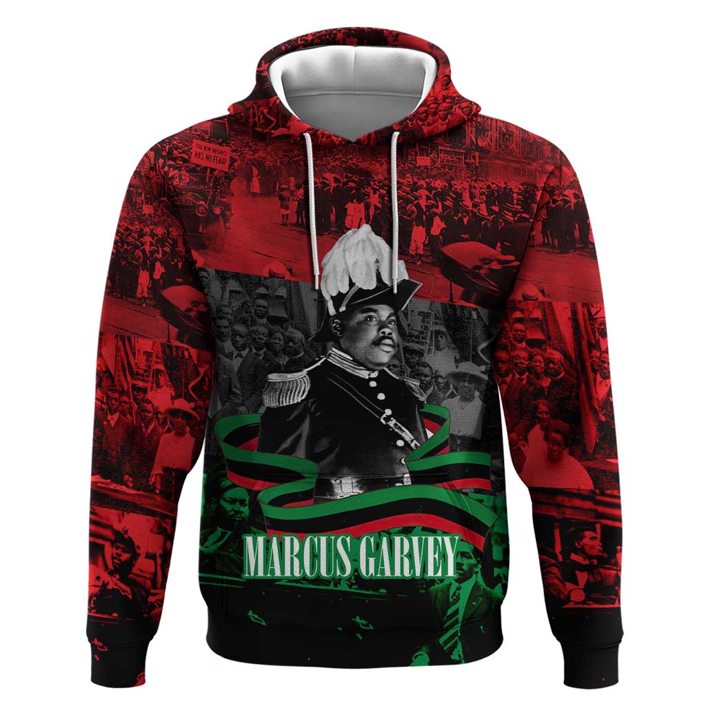 Marcus Garvey Zip Hoodie Collage Design Progress Is the Attraction Quote Pan African Movement Tribute - Wonder Print Shop