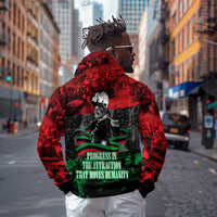 Marcus Garvey Zip Hoodie Collage Design Progress Is the Attraction Quote Pan African Movement Tribute - Wonder Print Shop