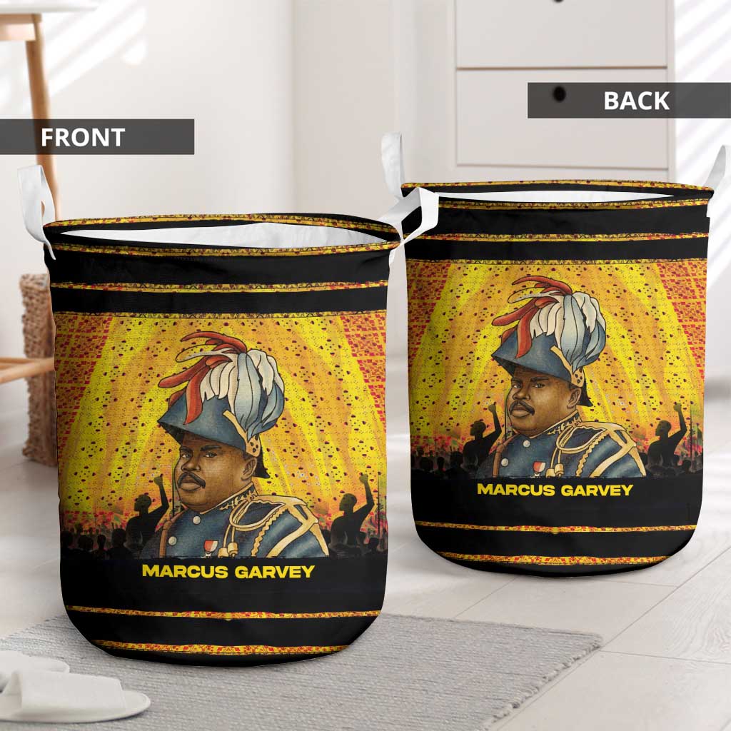 Marcus Garvey Laundry Basket Yellow African Pattern Design Pan African Flag Civil Rights Movement Tribute - Wonder Print Shop