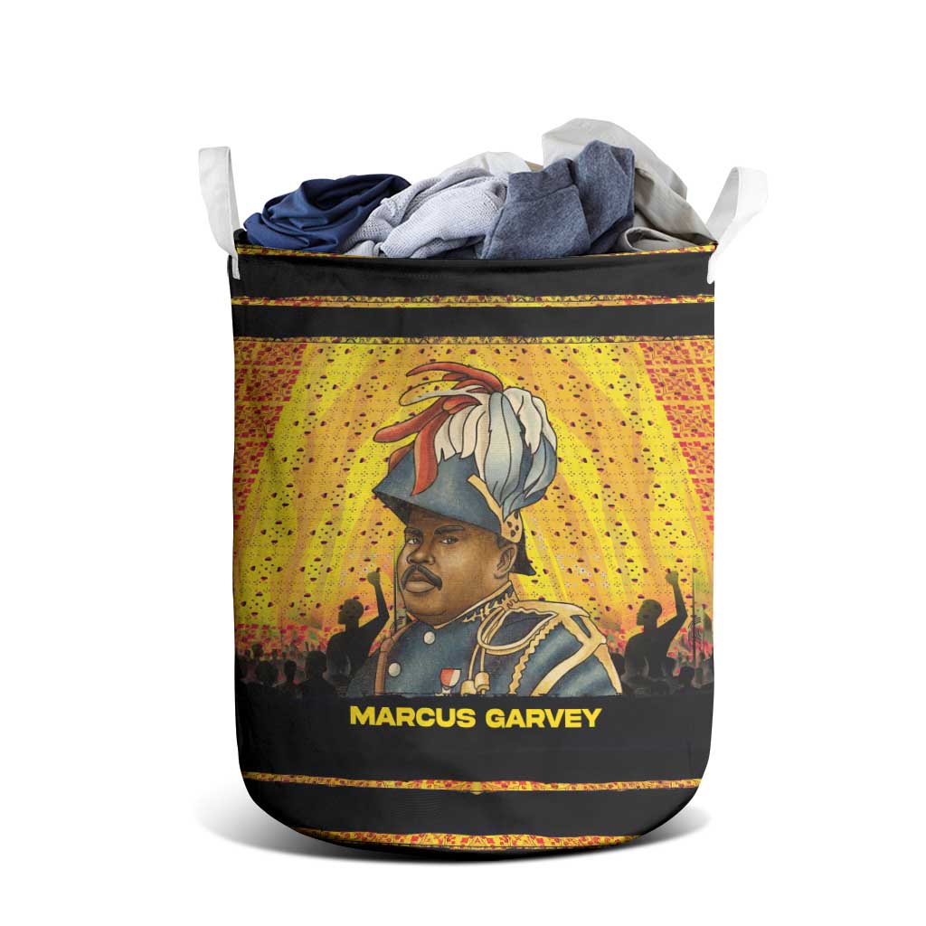 Marcus Garvey Laundry Basket Yellow African Pattern Design Pan African Flag Civil Rights Movement Tribute - Wonder Print Shop