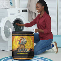 Marcus Garvey Laundry Basket Yellow African Pattern Design Pan African Flag Civil Rights Movement Tribute - Wonder Print Shop