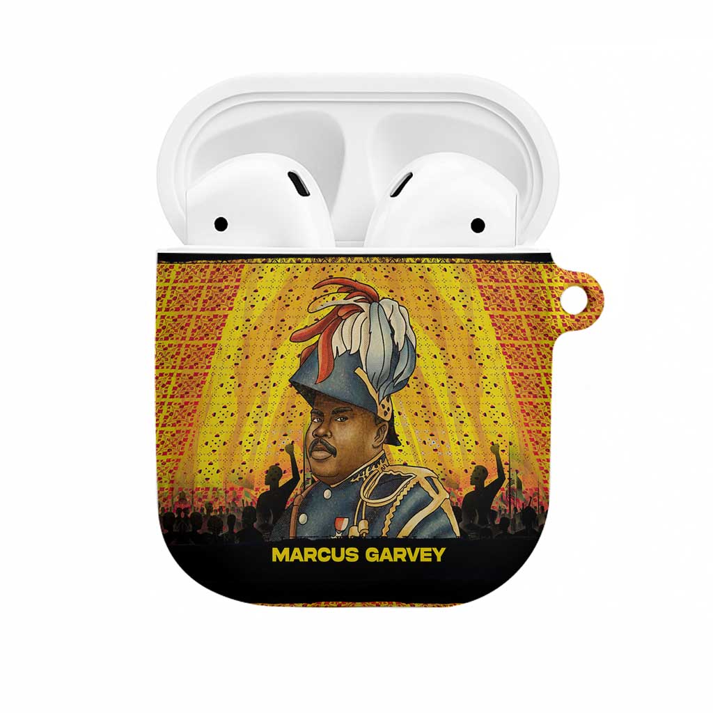 Marcus Garvey AirPods Case Yellow African Pattern Design Pan African Flag Civil Rights Movement Tribute - Wonder Print Shop