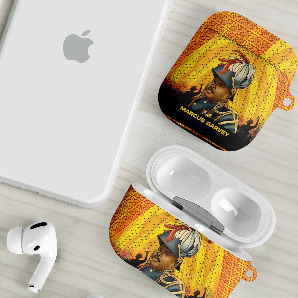 Marcus Garvey AirPods Case Yellow African Pattern Design Pan African Flag Civil Rights Movement Tribute - Wonder Print Shop