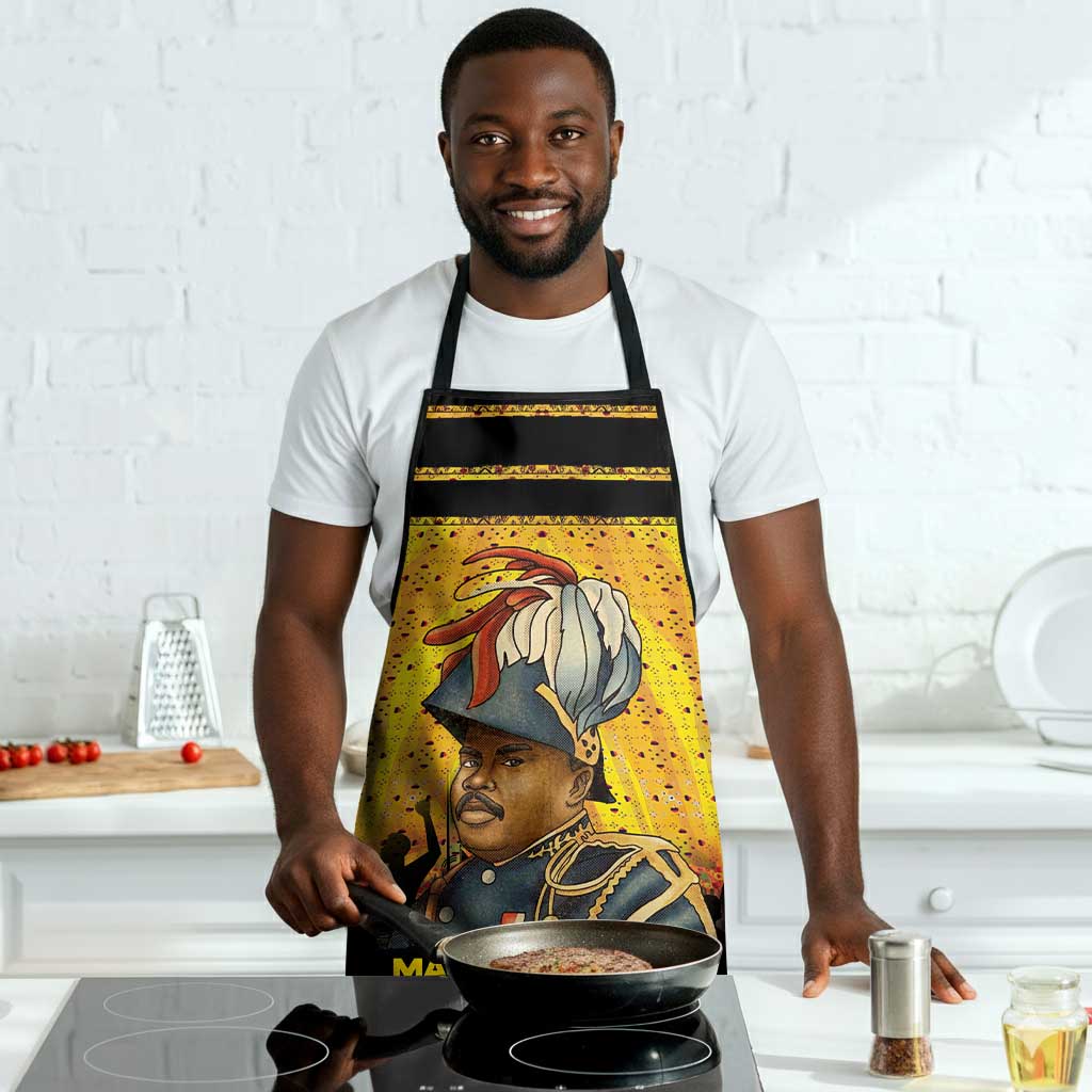 Marcus Garvey Apron Yellow African Pattern Design Pan African Flag Civil Rights Movement Tribute - Wonder Print Shop