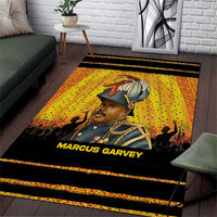 Marcus Garvey Area Rug Yellow African Pattern Design Pan African Flag Civil Rights Movement Tribute - Wonder Print Shop