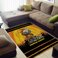Marcus Garvey Area Rug Yellow African Pattern Design Pan African Flag Civil Rights Movement Tribute - Wonder Print Shop