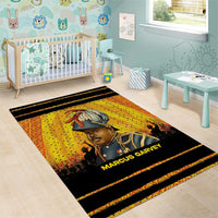 Marcus Garvey Area Rug Yellow African Pattern Design Pan African Flag Civil Rights Movement Tribute - Wonder Print Shop