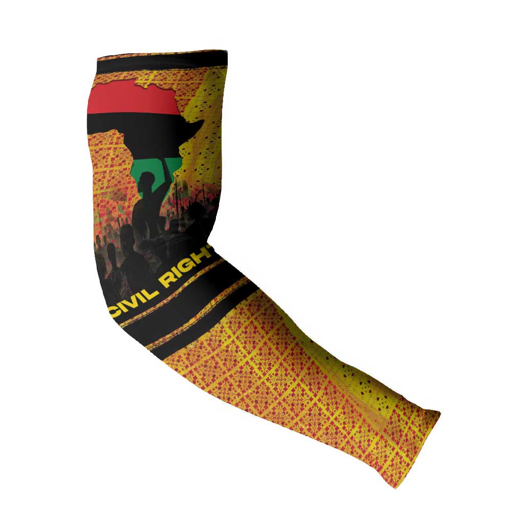 Marcus Garvey Arm Sleeves Yellow African Pattern Design Pan African Flag Civil Rights Movement Tribute - Wonder Print Shop