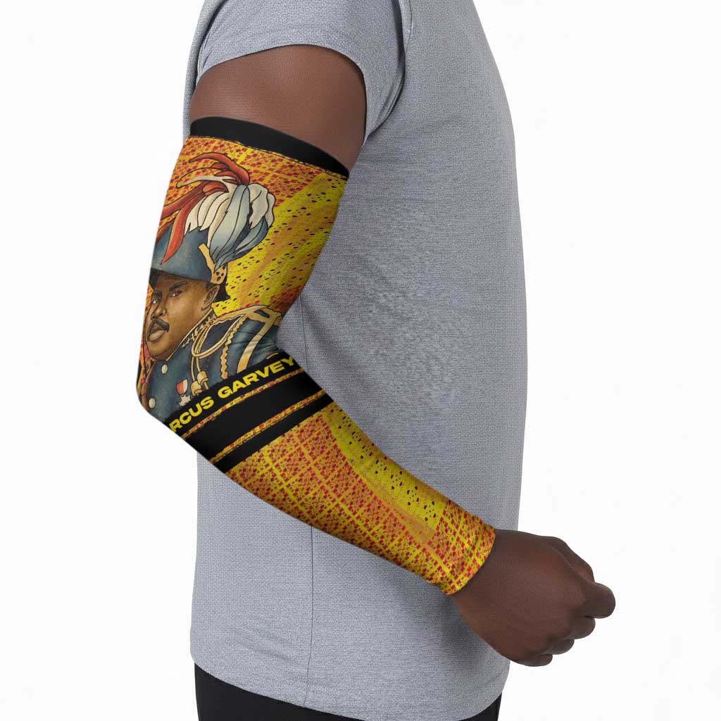Marcus Garvey Arm Sleeves Yellow African Pattern Design Pan African Flag Civil Rights Movement Tribute - Wonder Print Shop