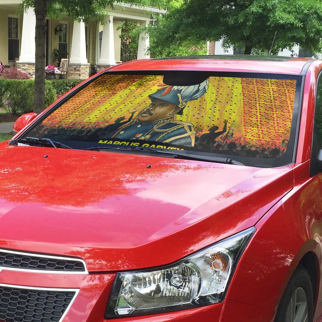 Marcus Garvey Auto Sun Shade Yellow African Pattern Design Pan African Flag Civil Rights Movement Tribute - Wonder Print Shop
