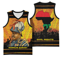 Marcus Garvey Basketball Jersey Yellow African Pattern Design Pan African Flag Civil Rights Movement Tribute - Wonder Print Shop