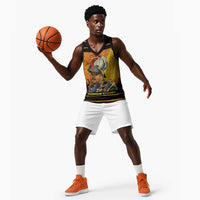 Marcus Garvey Basketball Jersey Yellow African Pattern Design Pan African Flag Civil Rights Movement Tribute - Wonder Print Shop