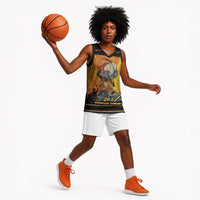 Marcus Garvey Basketball Jersey Yellow African Pattern Design Pan African Flag Civil Rights Movement Tribute - Wonder Print Shop
