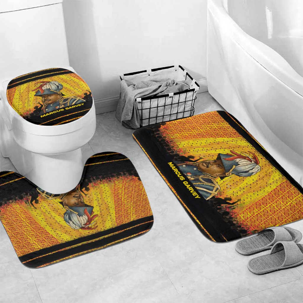 Marcus Garvey Bathroom Set Yellow African Pattern Design Pan African Flag Civil Rights Movement Tribute - Wonder Print Shop
