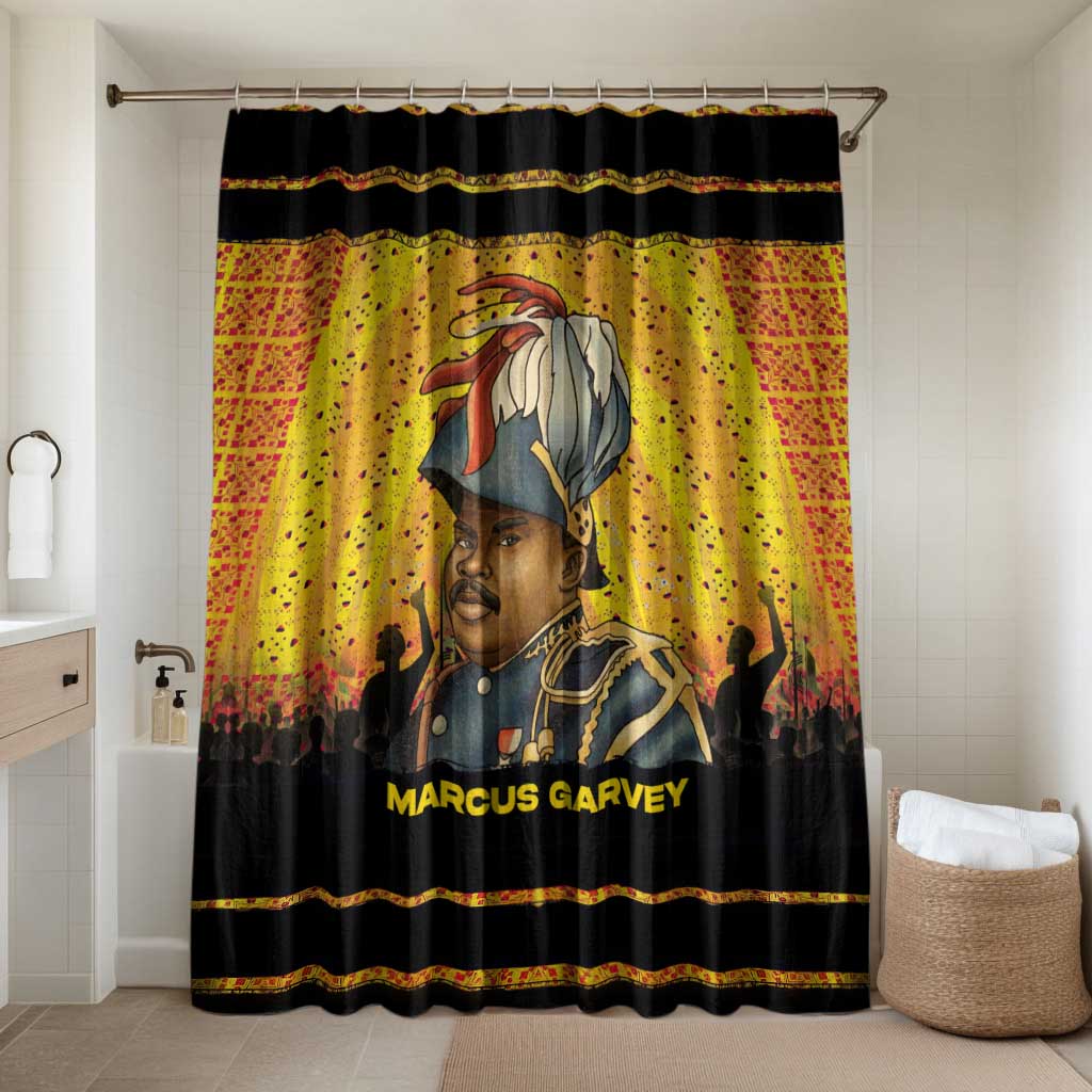 Marcus Garvey Bathroom Set Yellow African Pattern Design Pan African Flag Civil Rights Movement Tribute - Wonder Print Shop