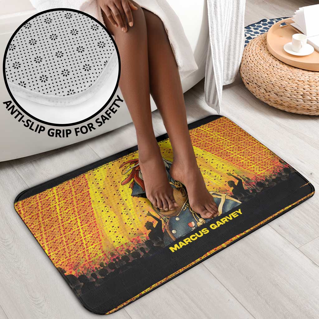 Marcus Garvey Bathroom Set Yellow African Pattern Design Pan African Flag Civil Rights Movement Tribute - Wonder Print Shop