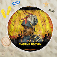 Marcus Garvey Beach Blanket Yellow African Pattern Design Pan African Flag Civil Rights Movement Tribute - Wonder Print Shop