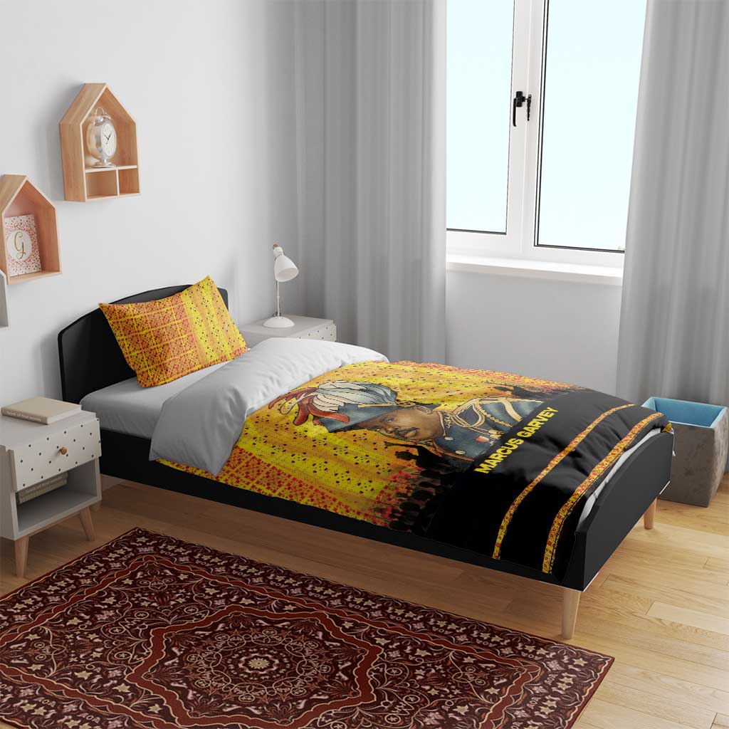 Marcus Garvey Bedding Set Yellow African Pattern Design Pan African Flag Civil Rights Movement Tribute - Wonder Print Shop